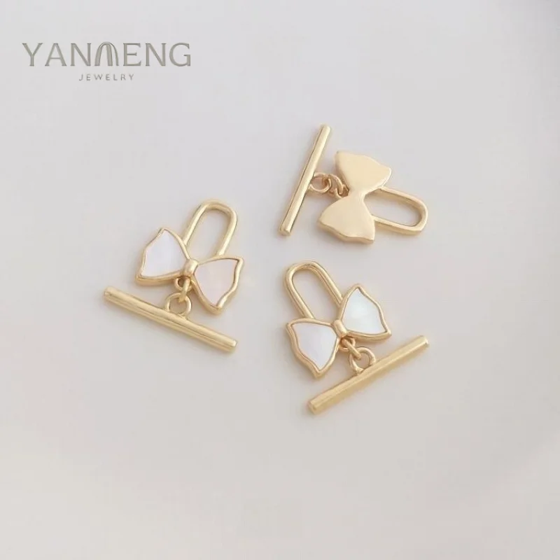 14K Mạ vàng, kết hợp vỏ sò tự nhiên, khóa OTB, kết nối vòng tay ngọc trai, phụ kiện trang trí DIY