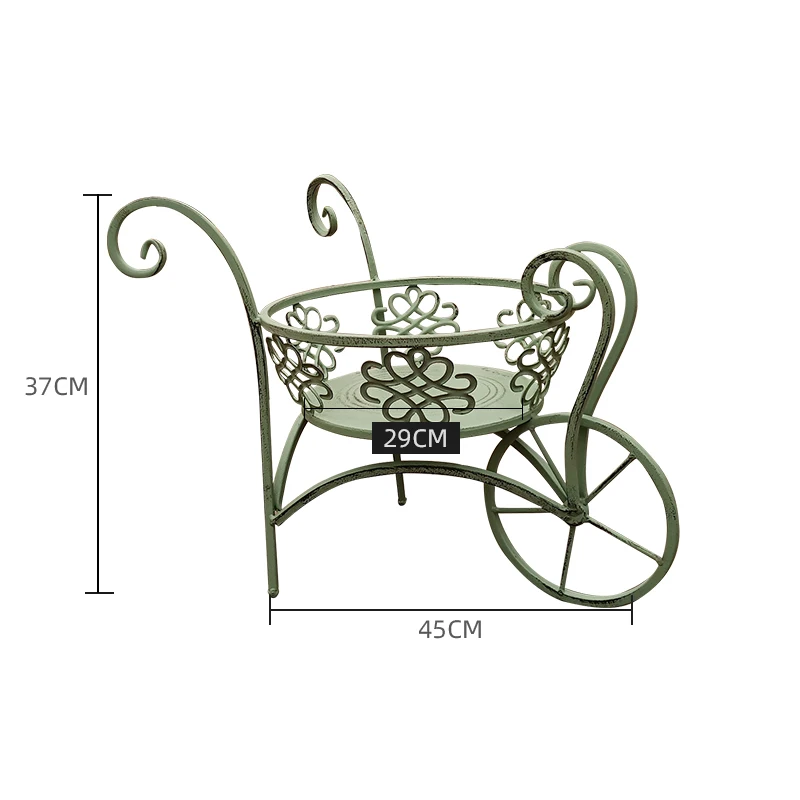 Wrought iron trolley flower stand outdoor garden courtyard balcony arrangement indoor living room decoration landscaping