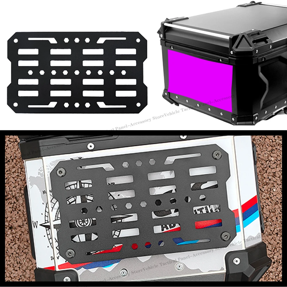 

Motorcycle Top Case Molle Panel Stainless Stee Tactical Storage Box Universal Side Box Modular Organizer Quick-Mounting