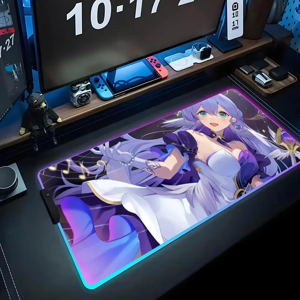 

Игровой коврик для мыши Robin Honkai RGB, большой светодиодный коврик для ПК, светящийся коврик для мыши, большой коврик для клавиатуры, настольный коврик с подсветкой
