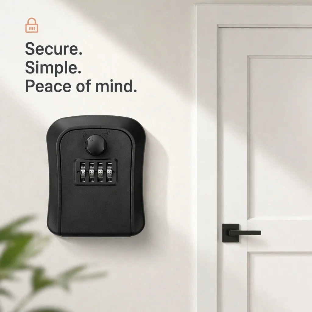 Waterproof Wall Mount Key Lock Box - outside Key Hider with Resettable Safe Security Password for House Key Storage