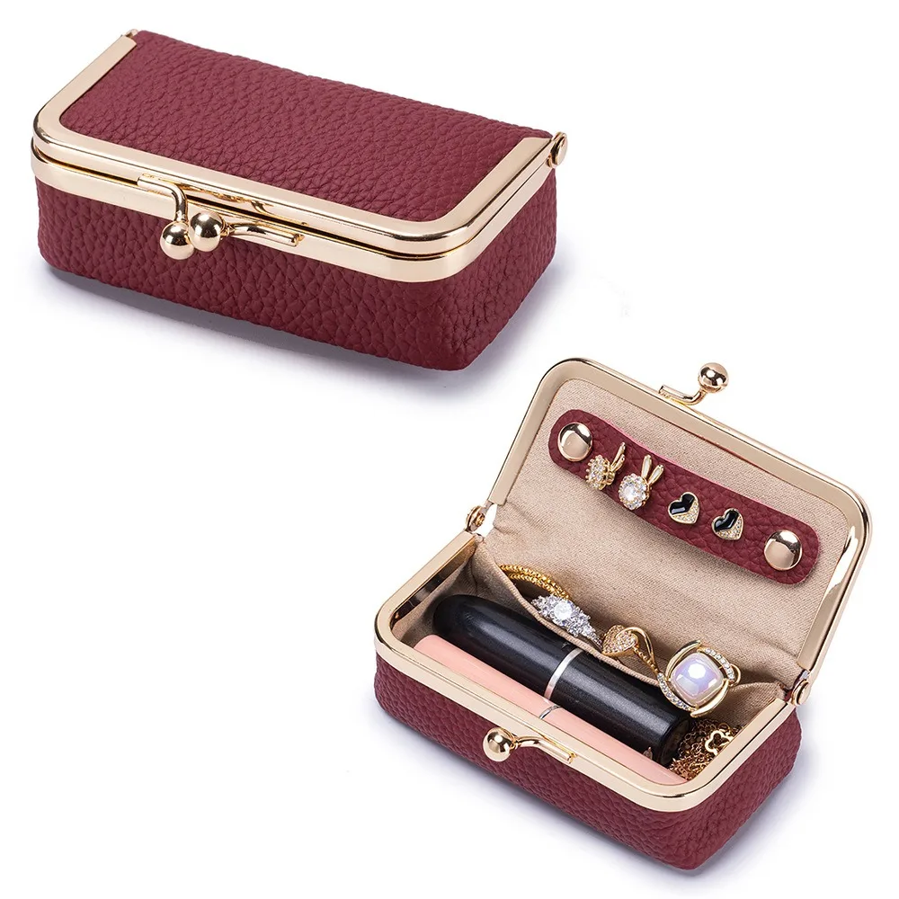 Portable Leather Jewelry Storage Bag Exquisite Solid Color Jewelry Storage Box Multifunctional Anti-splash Water Cosmetic Bag