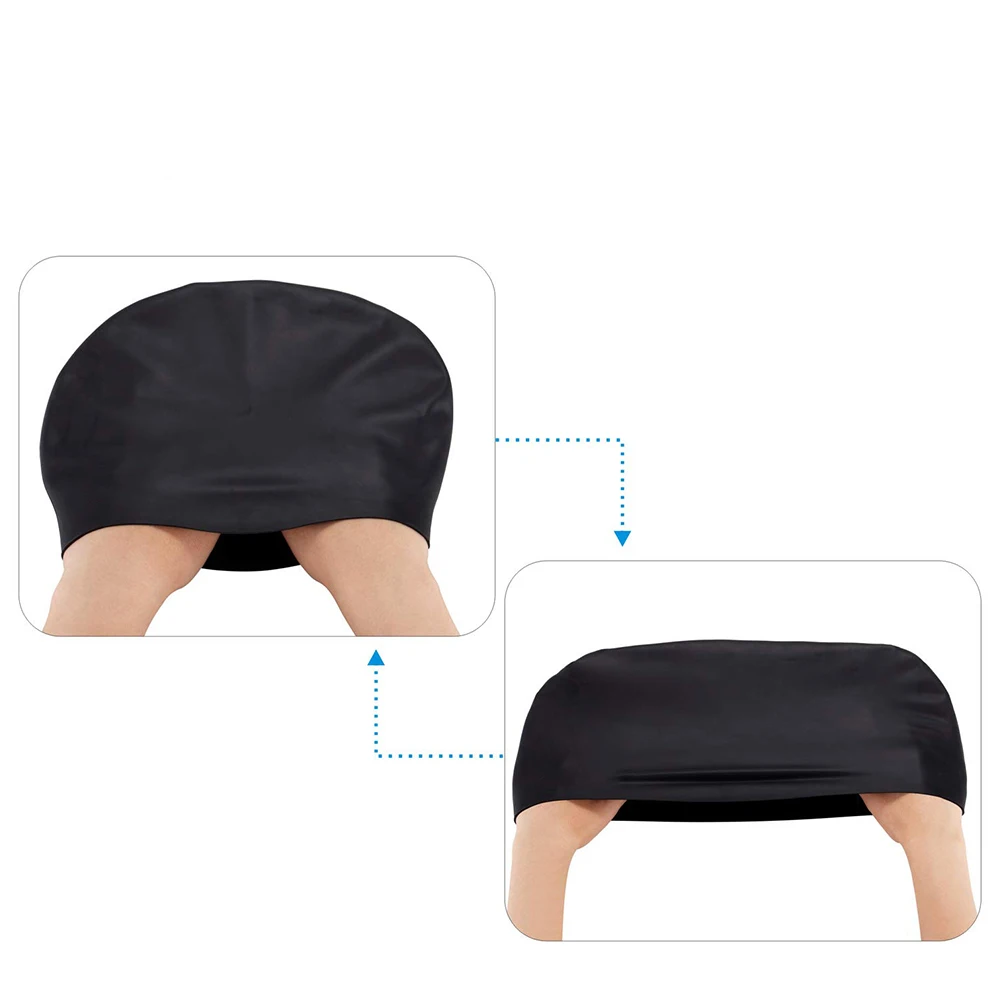 

Durable Silicone Swim Cap Waterproof Black Easy to Put on Take Off Swimming Experience Swimming Cap