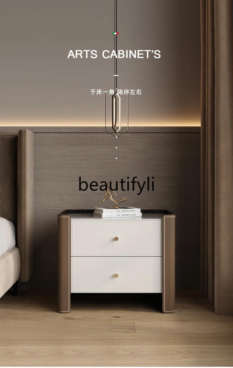 Slate bedside modern light luxury bedside storage Italian bedroom bedside storage cabinet