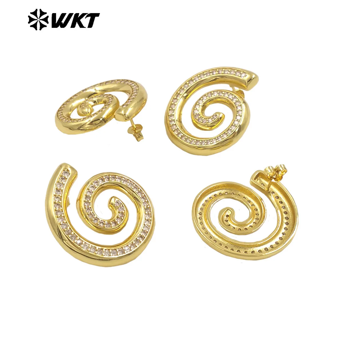 WT-ME111 Fashionable Circle Mosquito Coil Shape With Tiny Zircon Paved High Quality Earring For Women Daily Decorated