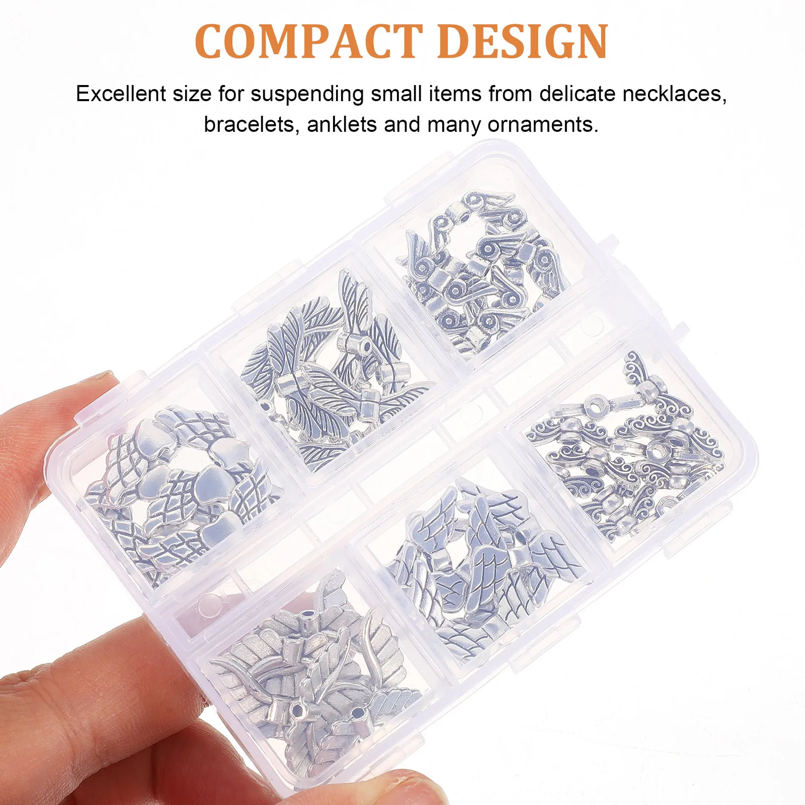 

60Pcs Angel Wing Alloy Beads Loose Spacer Beads DIY Necklace Bracelet Jewelry Making Charms Angel Wing for Crafts