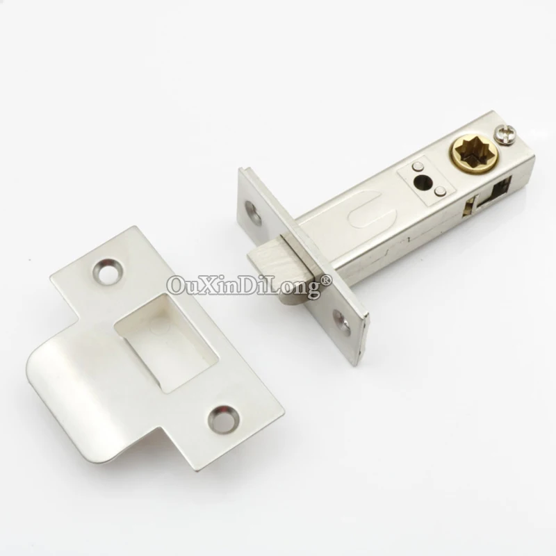 2PCS 304 Stainless Steel+Copper European Mortise Door Lock Cylinder Entrance Door Lock Tongue Lock Latches & Bolts Repair Parts