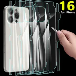3-1PCS HD Unbreakable Hydrogel Film for IPhone 16 Pro Max Plus Phone Back Rear Cover Side Edges Protector Films Accessories