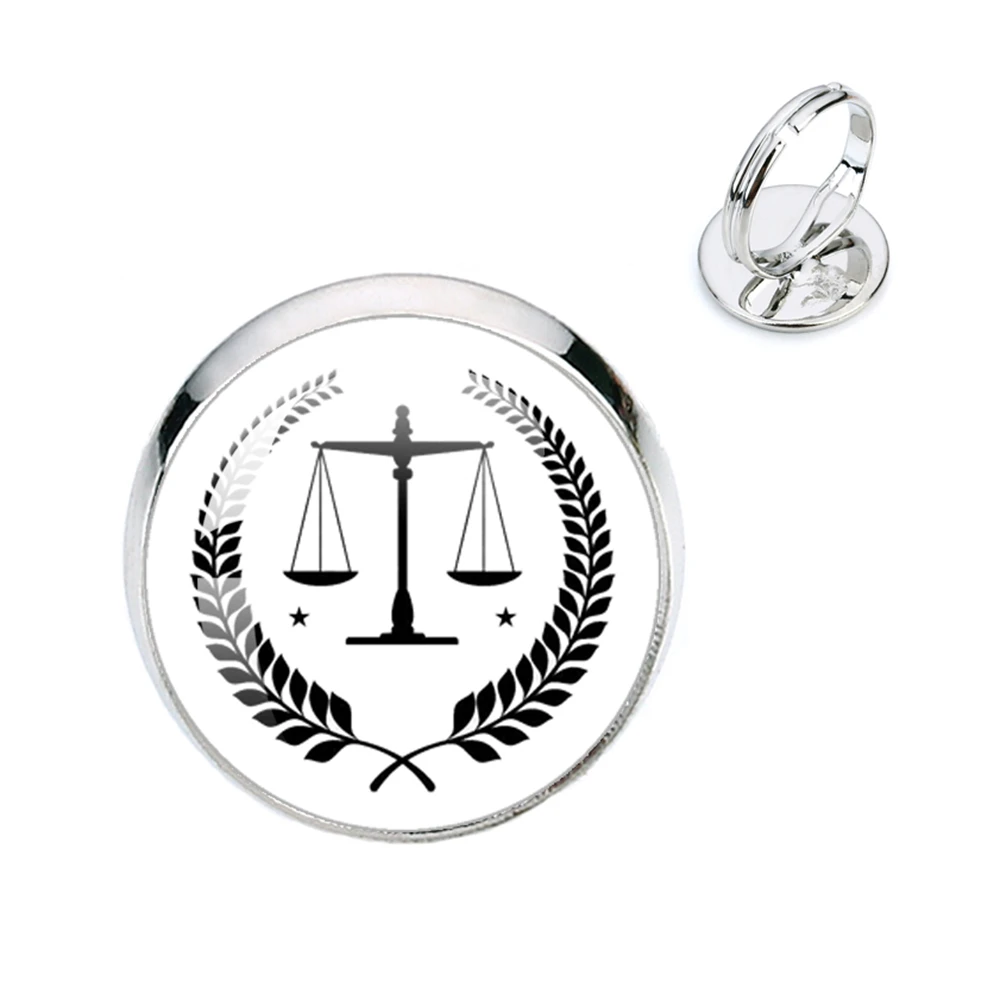 New Lawyer Ring Gift Law School Graduation Gift Round Glass Handmade Creative Gift Jewelry Jewelry for Lawyer