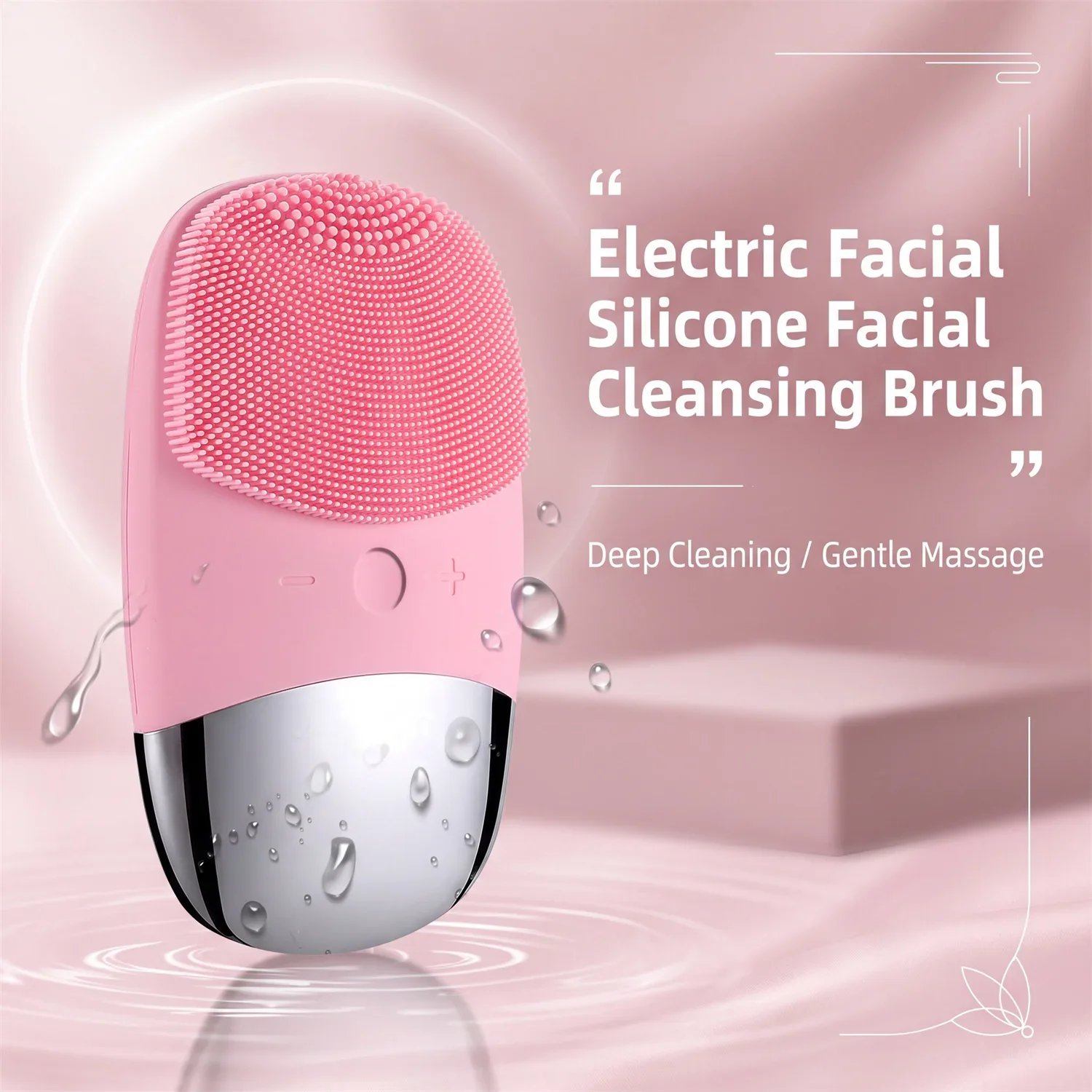 Facial Electric Silicone Cleansing Brush, Ultrasonic Vibration Massage Deep Cleansing Device, USB Rechargeable