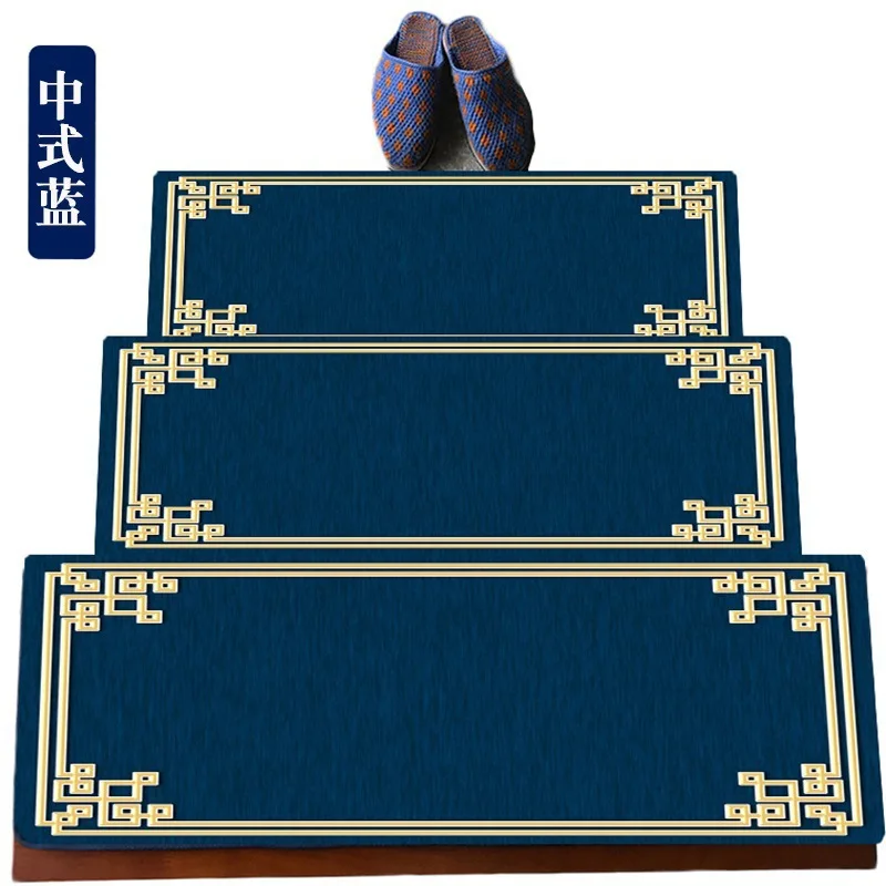 VIKAMA Non-Glue Stair Tread Pad - Self-Adhesive Step Cover - European Style Solid Wood Anti-Slip Carpet Footpad  Home Decoration
