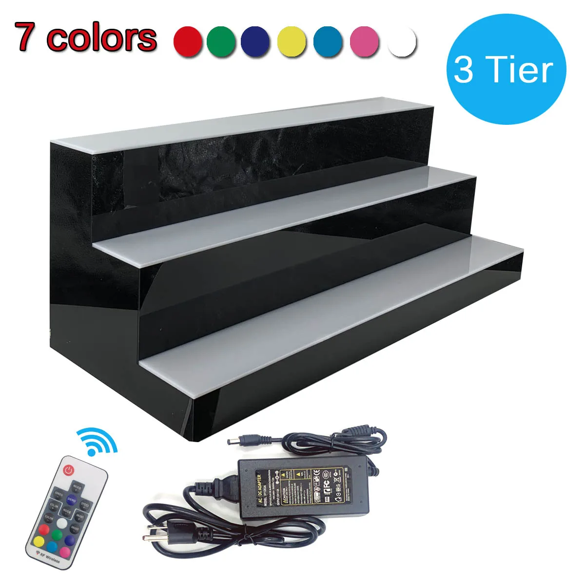 3 Step Tier LED Lighted Bar Shelf 39