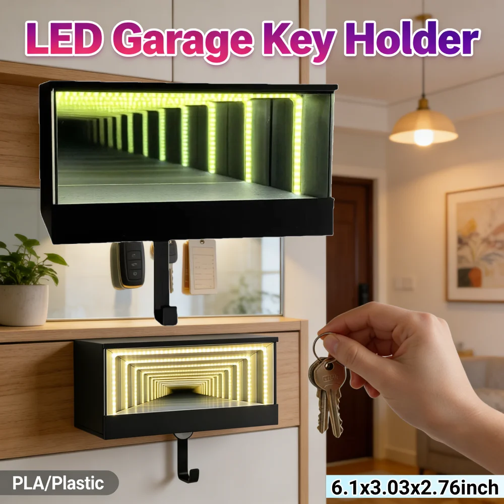 

Настенный держатель для автомобильных ключей, светодиодный бесконечный туннель, забавный органайзер с 3D принтом/пластиковый держатель для ключей для любителей автомобилей, настенный декор