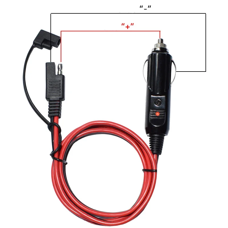 Sae to-電子タバコライターコネクタ,14awg 100cm,seプラグアダプター拡張ケーブル,極性防止,アダプター,15aヒューズ