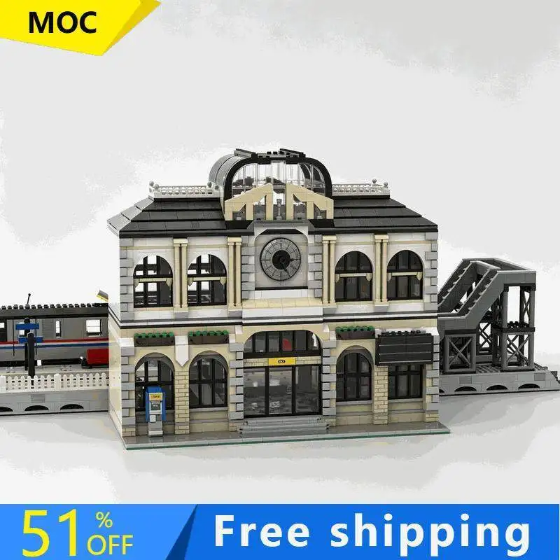 5076 PCS Grand Central Modular Train Station And Platform Expansion Building Blocks Model Bricks DIY Assembly Display Toy Gift