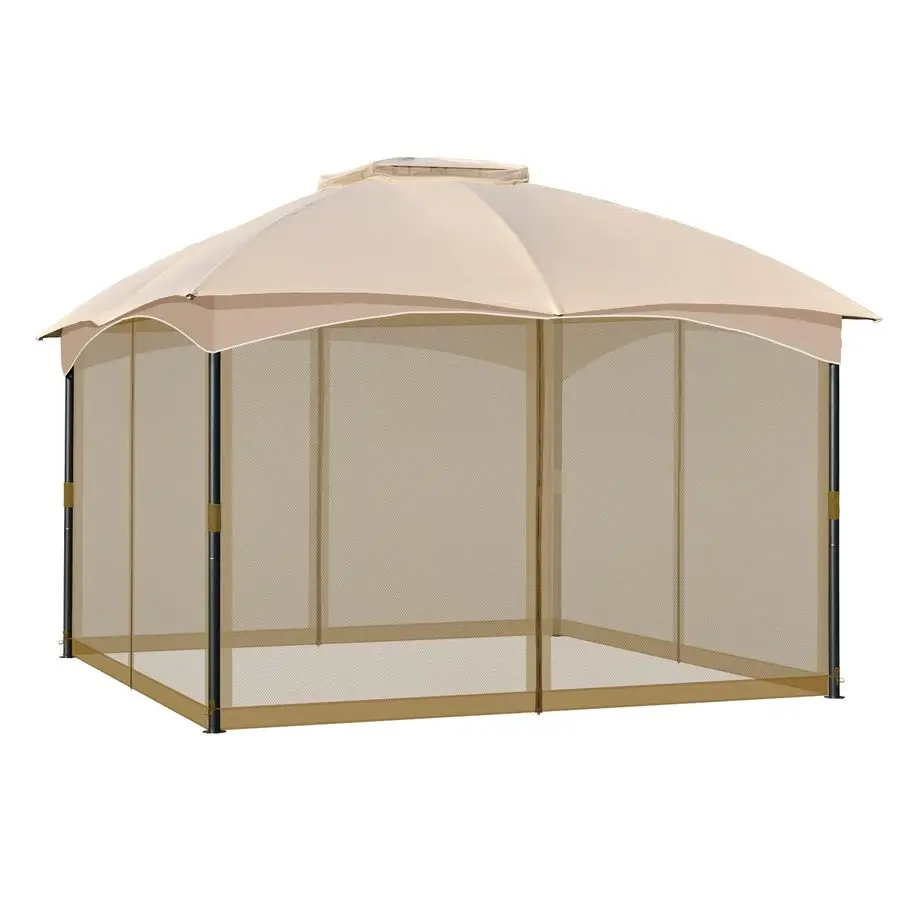 

Gazebo Replacement Netting Screen, 10 x 12 Universal Gazebo 4Panel Mosquito Sidewalls with Double Zippers for Outdoor Patio Only