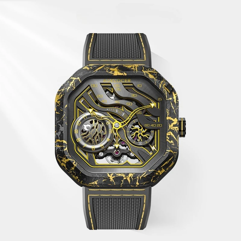WXK1992-Original Volcano Watch Men's Carbon Fiber Hollow Mechanical Watch for Boyfriend's Birthday Gift