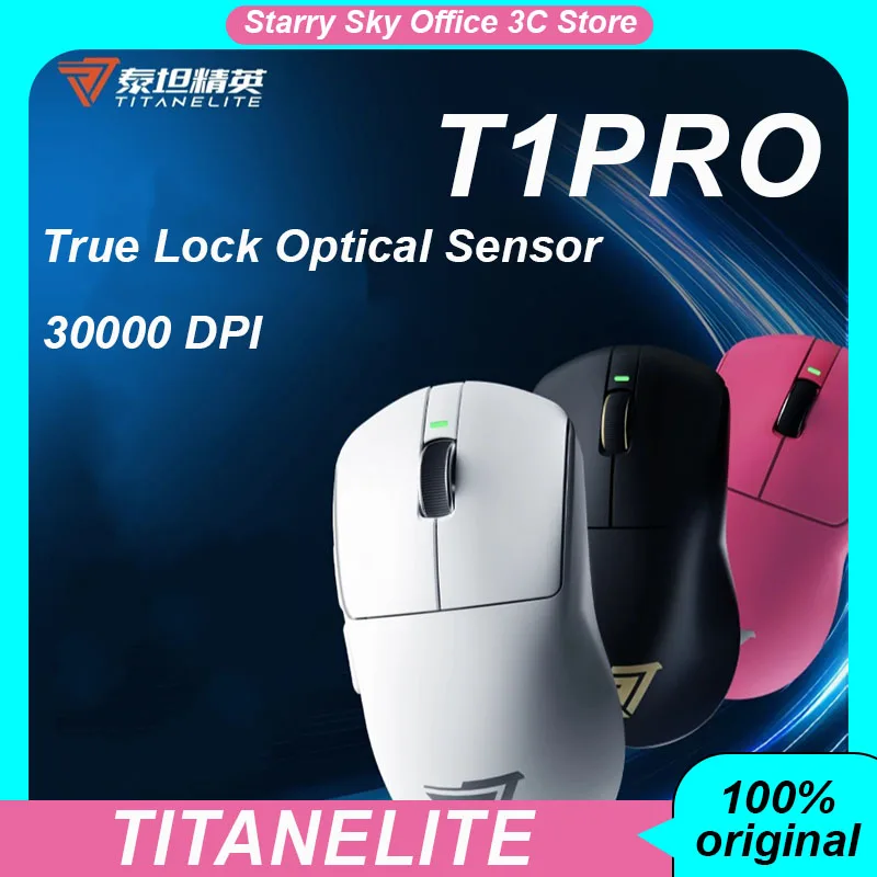 

Беспроводная трехрежимная мышь Titanelite T1, легкий оптический датчик True-Lock, 30000 точек на дюйм, игровая мышь для ПК, киберспорта, ноутбука T1Pro