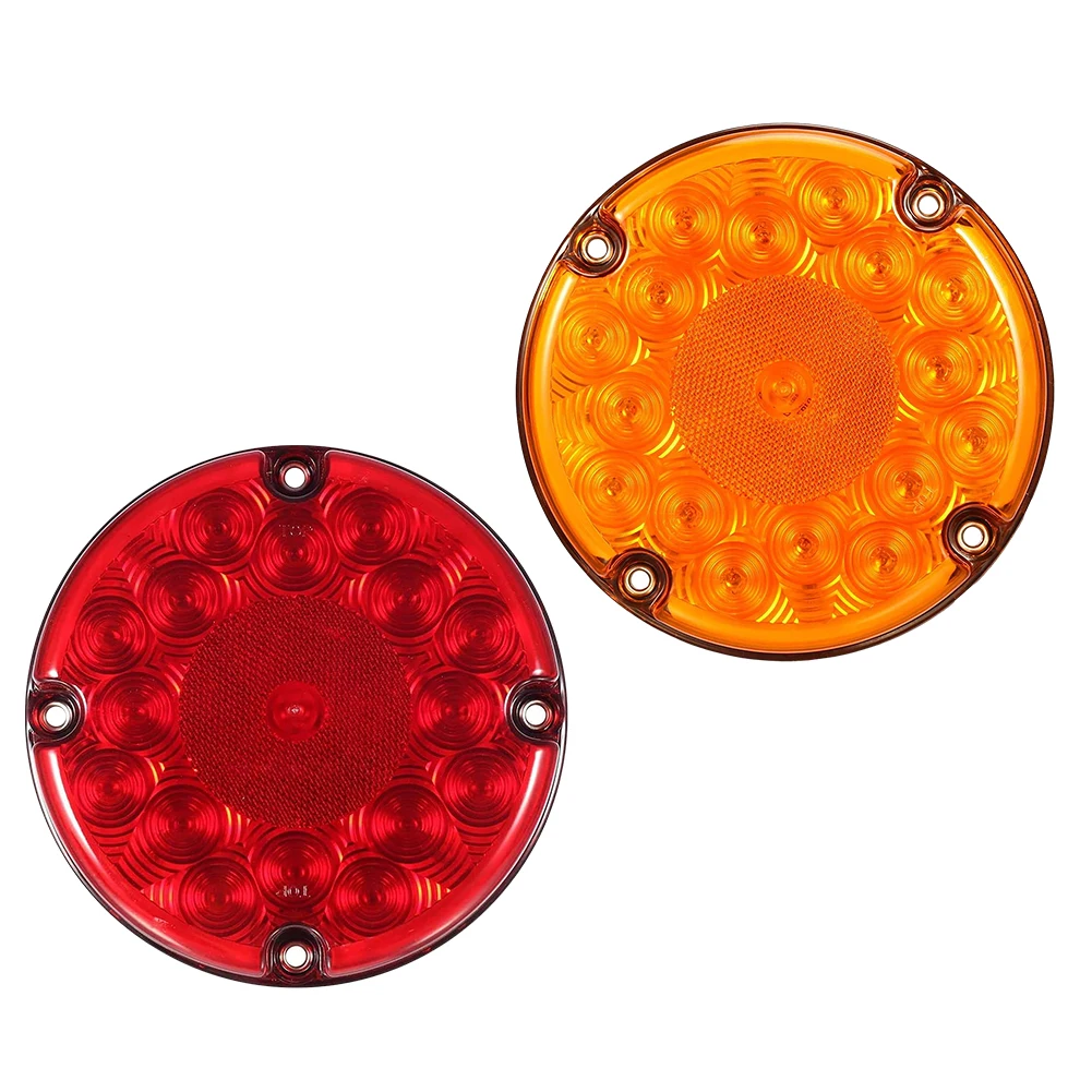 

Round Led Trailer Tail Lights 17LED 2Pcs 7 Inch With Inner Reflector Lens Truck Bus RV UTV Rear Stop Tail Brake Lights 12-24V