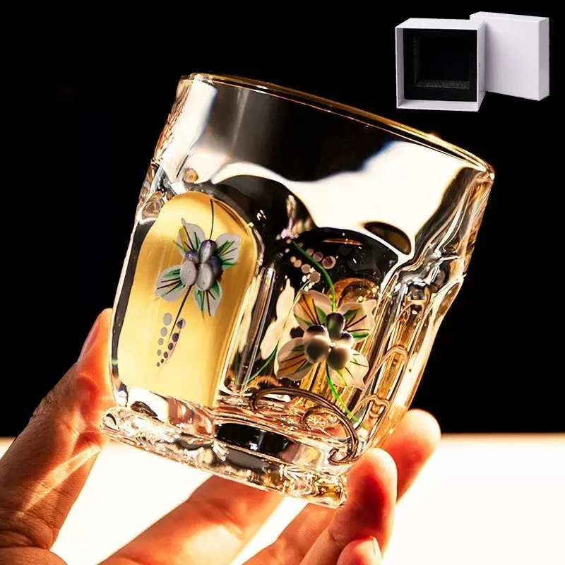 Crystal glass light luxury gold-painted whiskey cup foreign wine cup water glass wine bottle set
