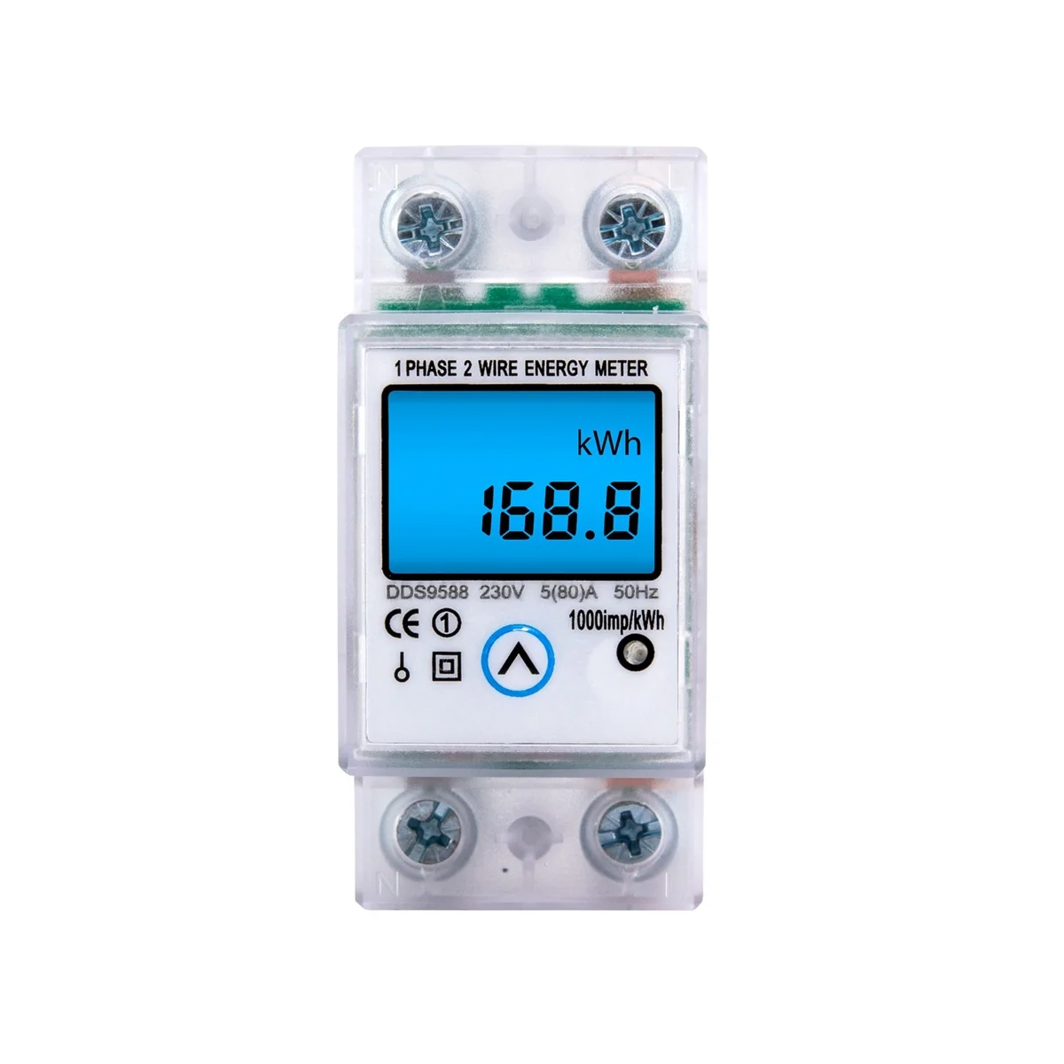 

5(80)A 230V 50Hz Digital Wattmeter AC Power Energy Meter Din Rail KWH Voltage Current Meter Backlight with Reset Zero