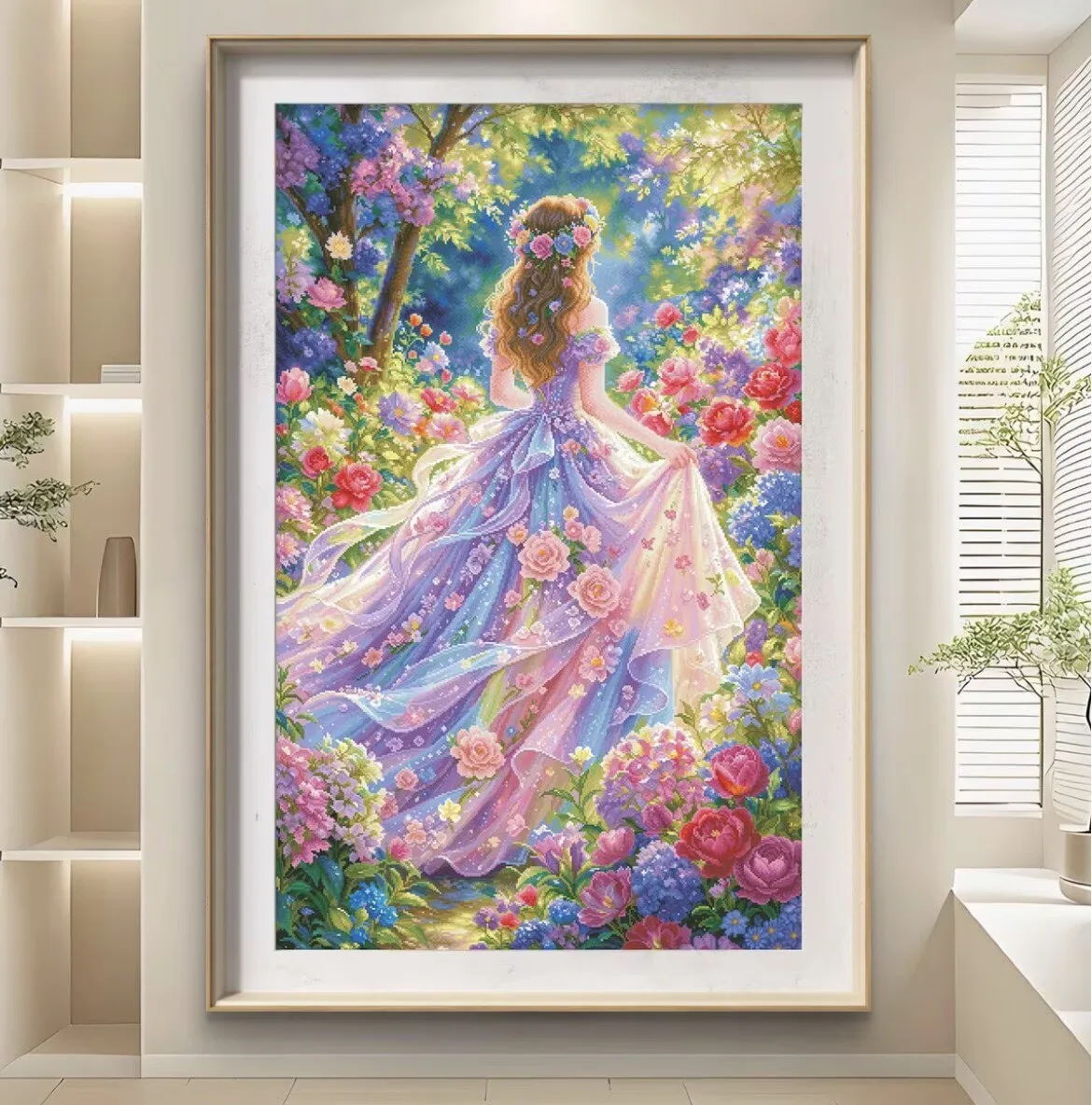 9CT 100X150CM Fairy Girl Needlework,DIY Living Room Printed Cross Stitch,Set For Embroidery Kit Full Cotton Threads 138 Colors