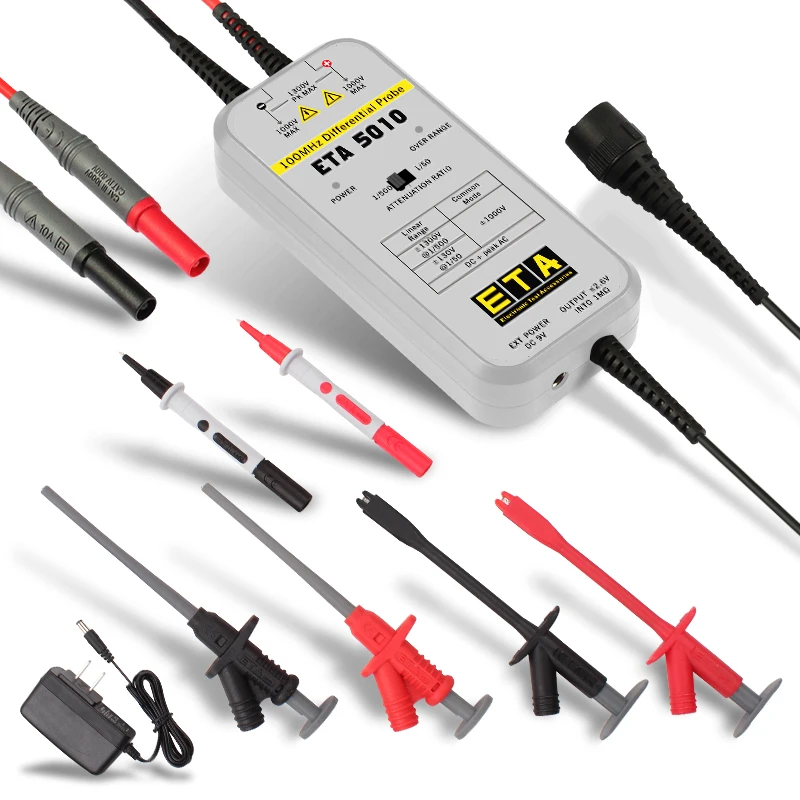 ETA5010 100MHz/1300V Oscilloscope Differential Probe, Differential Probe, Isolation Probe, 6-piece Set