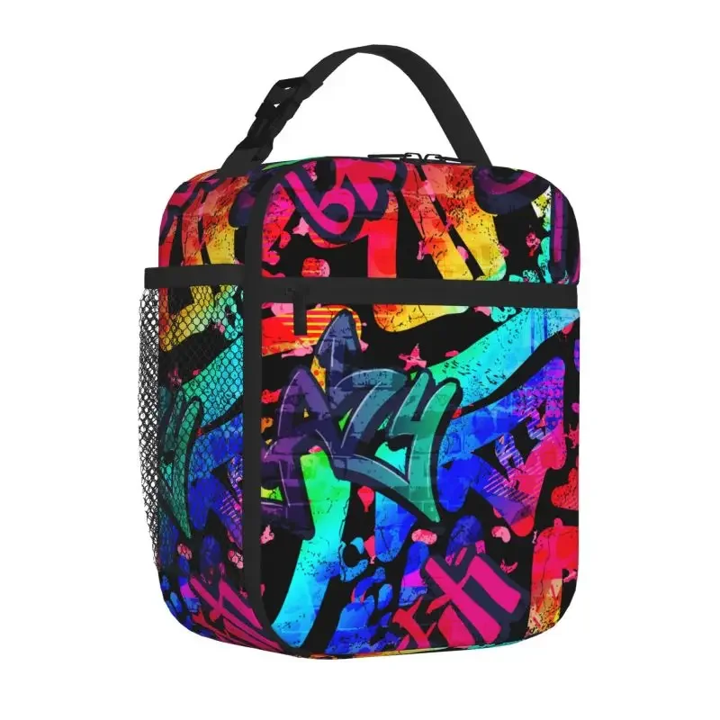 Urban Graffiti Comics Hip Hop Art Isolierte Lunchtasche, wiederverwendbar, tragbar, Oxford-Lunchbox, wasserdichte Kühltasche für Reisen, Arbeit
