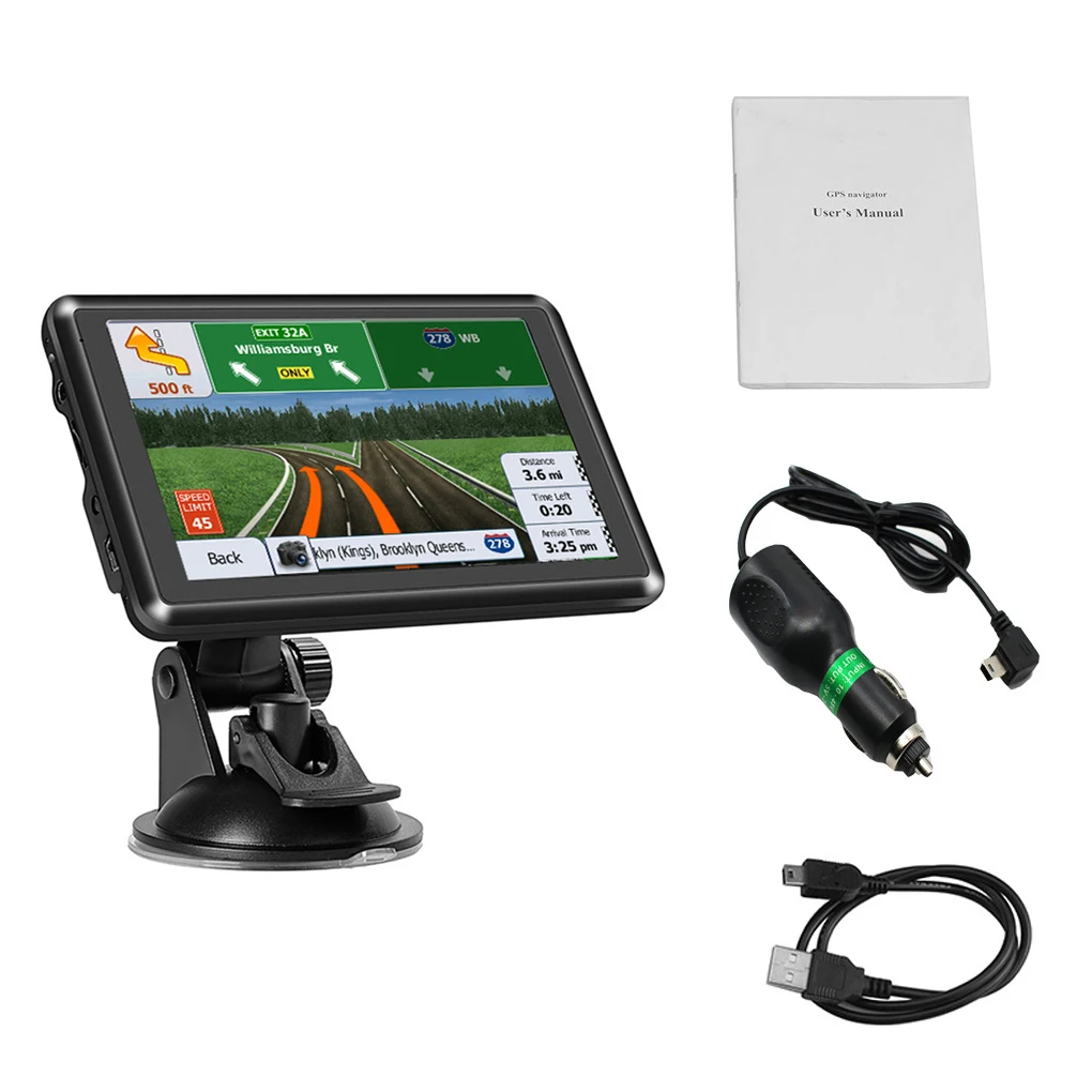 HD Screen Car GPS Positioning Portable Maps Tracker Touch Control Truck with Voice Broadcast Device Truck Sat Nav Navigation