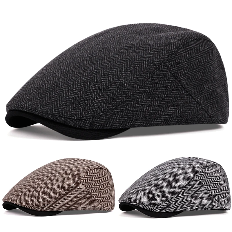 Retro Newsboy Caps Men British Painters Hats Autumn Winter Berets Herringbone Flat Cap Hip Hop Berets Gatsby Bonnet