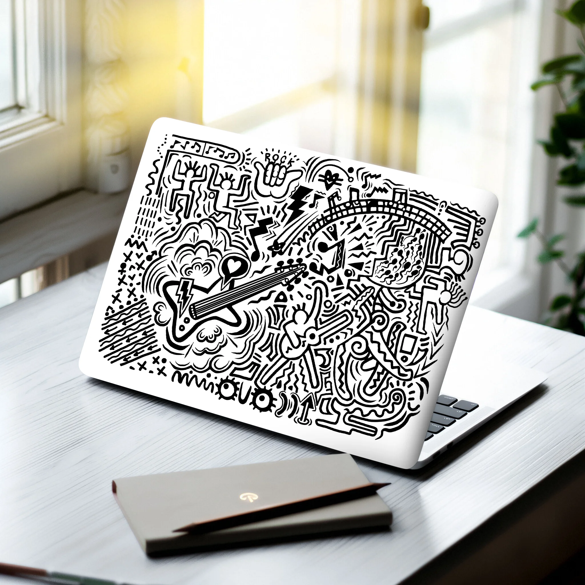 2 Pack Cute Aesthetic Doodle Animation Laptop Stickers Waterproof Decorative Decals for MacBook Tablet & PC Computer Art Crafts