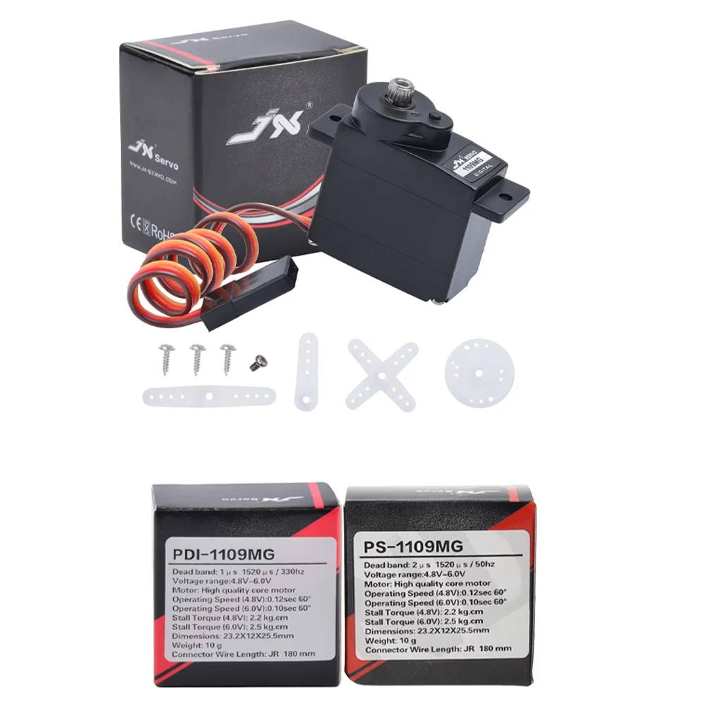 JX Servo PS-1109MG/PDI-1109MG - 9g 2.5KG Metal Gear Mini Servo - Analógico/Digital - para 1/18/1/24 RC Coche/Barco/Robot Brazo/Helicopter