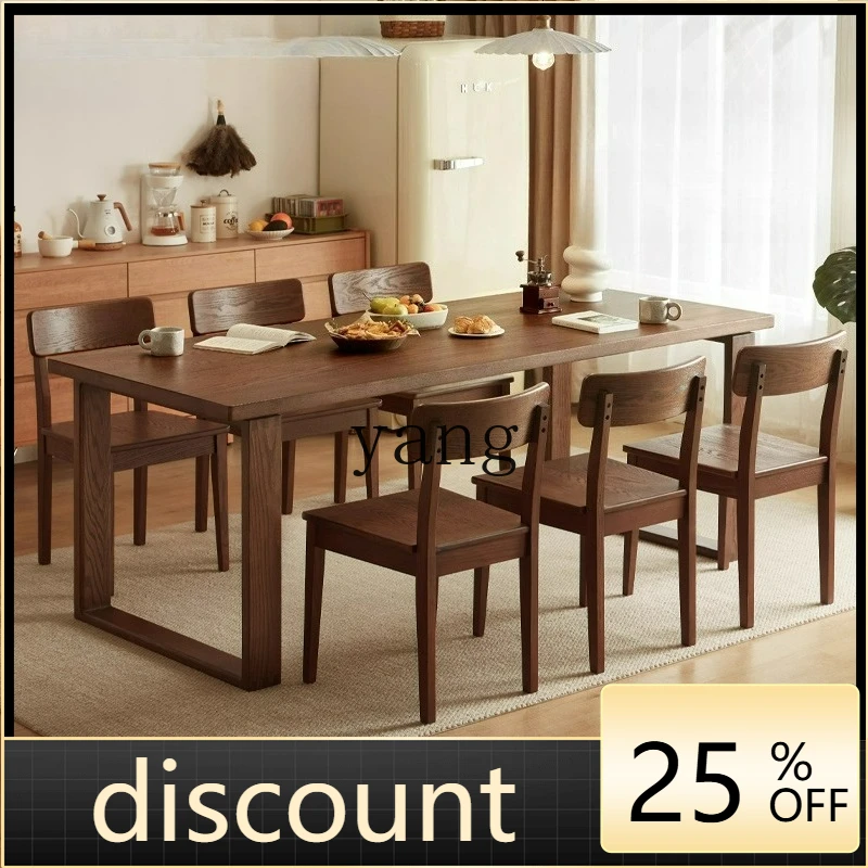 LTT walnut solid wood dining table living room large board table long book table and chairs