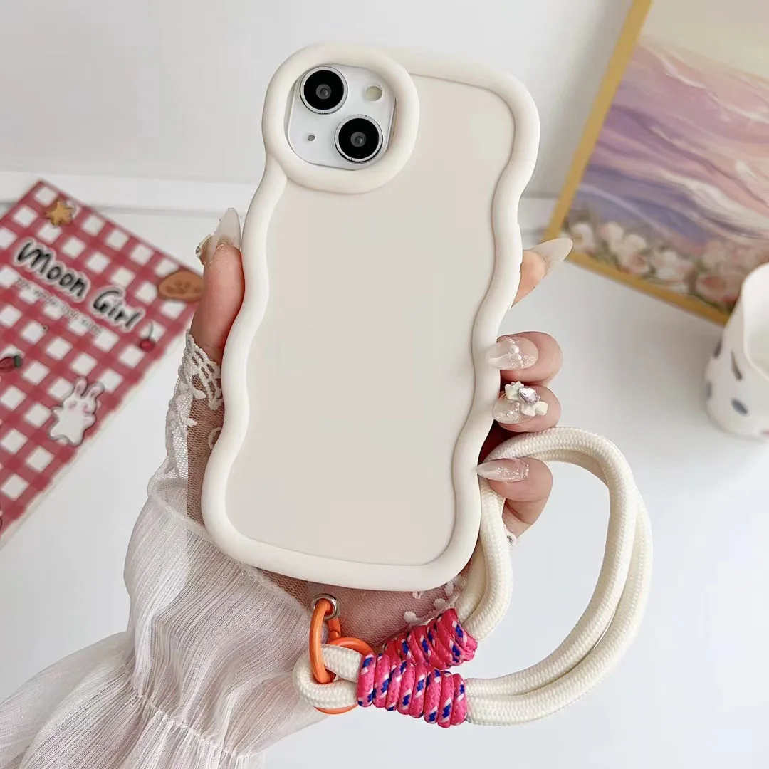 V25E V30Lite X80Lite Cute Pure Color Bracelet Chain Phone Case For Vivo Y22 Y30 V40SE V27E V29Lite V30E Shockproof bumper Cover