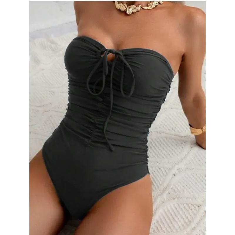 2025 ผู้หญิง One Piece ชุดว่ายน้ํา Bandeau หรือ Halter ชุดว่ายน้ําเซ็กซี่ประจบ COVER-Up ชุดว่ายน้ําชายหาดหญิงบิกินี่