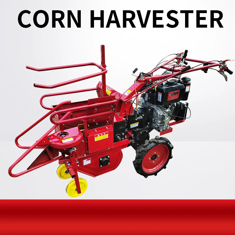 188 Small Corn Harvester Walk-behind Agricultural Harvester Diesel Engine Hand-push Single Row Corn Harvester