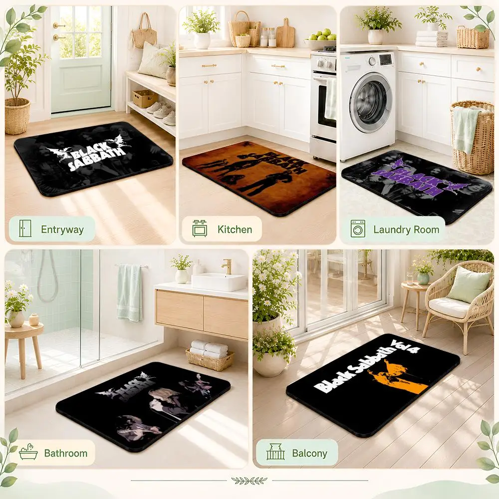 B-Black Sabbath Band Floor Mat Diatomite Quick Dry Mat Absorbent & Non Slip for Bathroom & Entryway