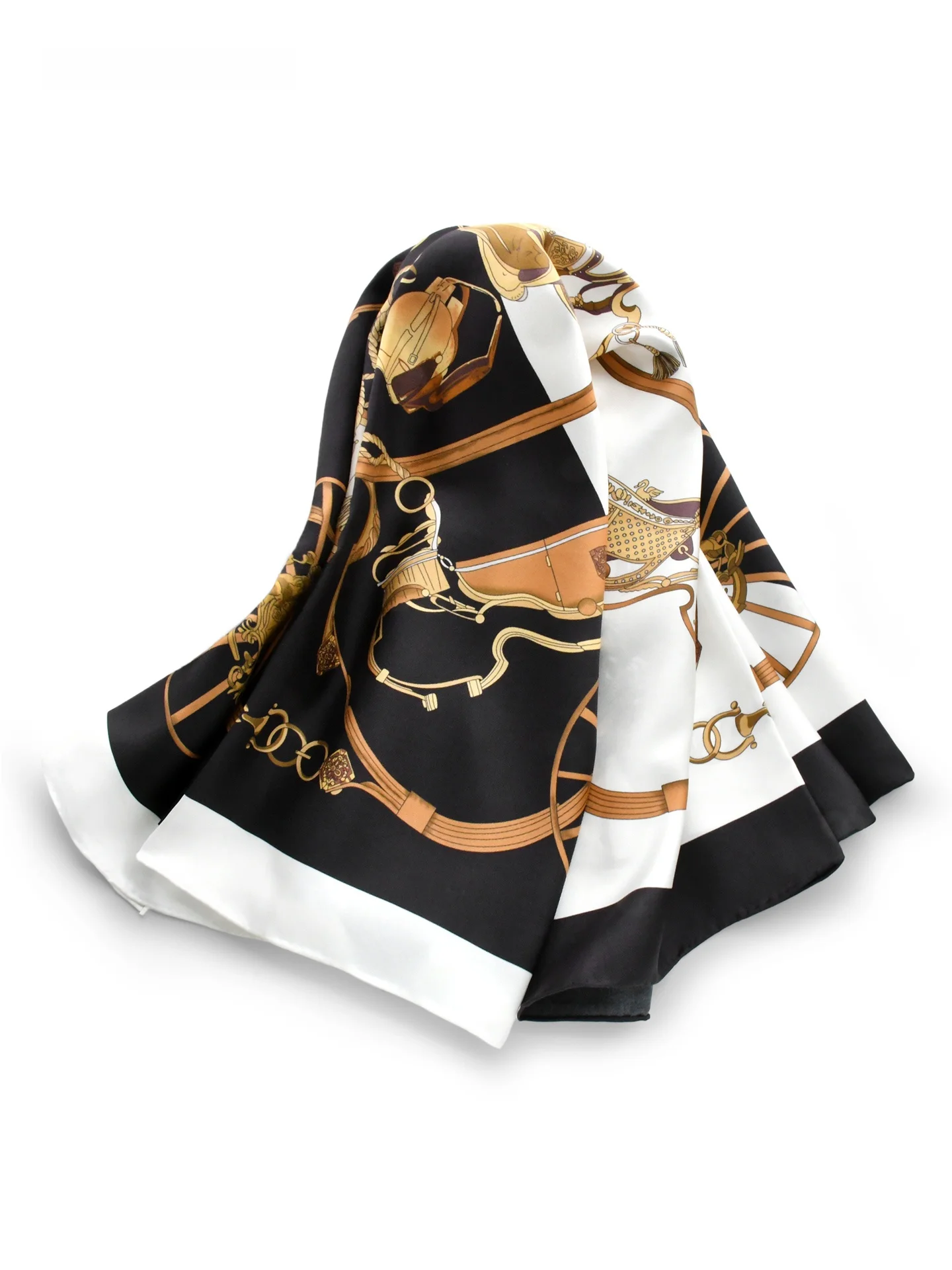 black-and-white-color-block-silk-scarf-gift-box-silk-large-square-women's-scarf-shawl-business-gift-elegant-style