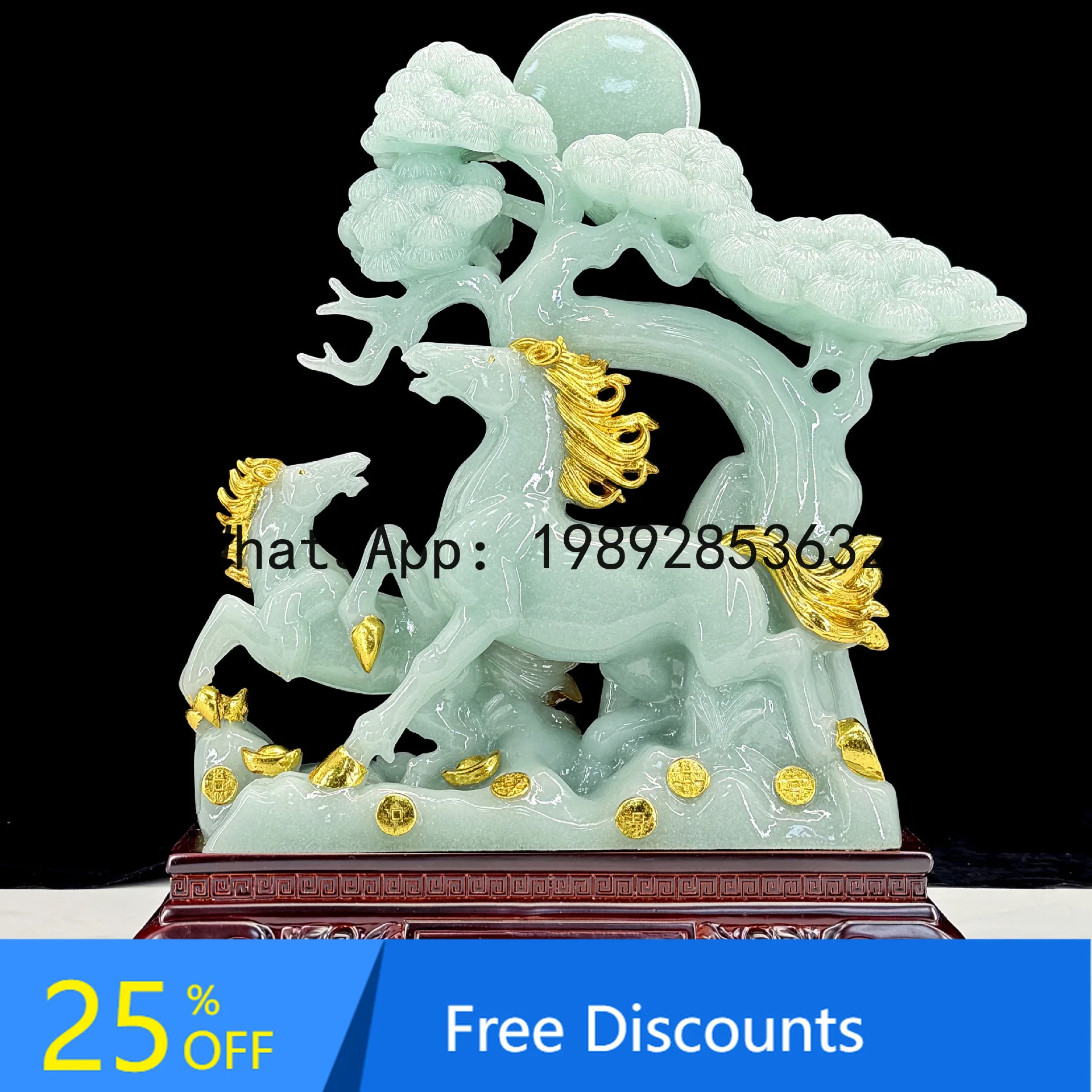 LYY Jade Horse Success Ornament Home Living Room Zodiac Horse Craft Office Study Room Housewarming Opening Resin Gift