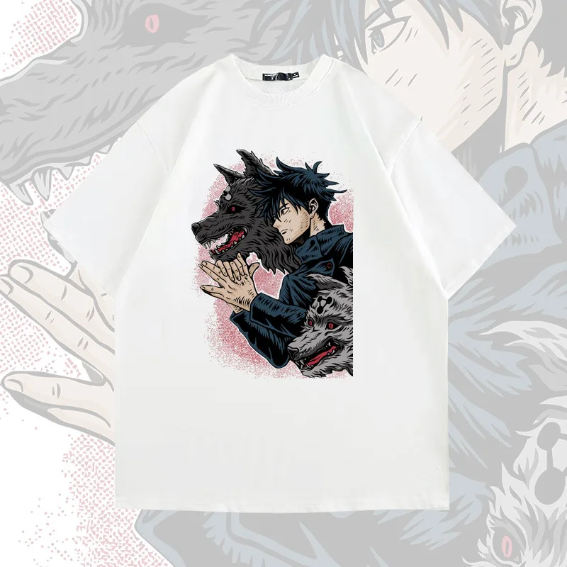 

New Spell Back Warfu Black Huizu cotton short sleeve T-shirt Men's printed T-shirt Loose breathable top