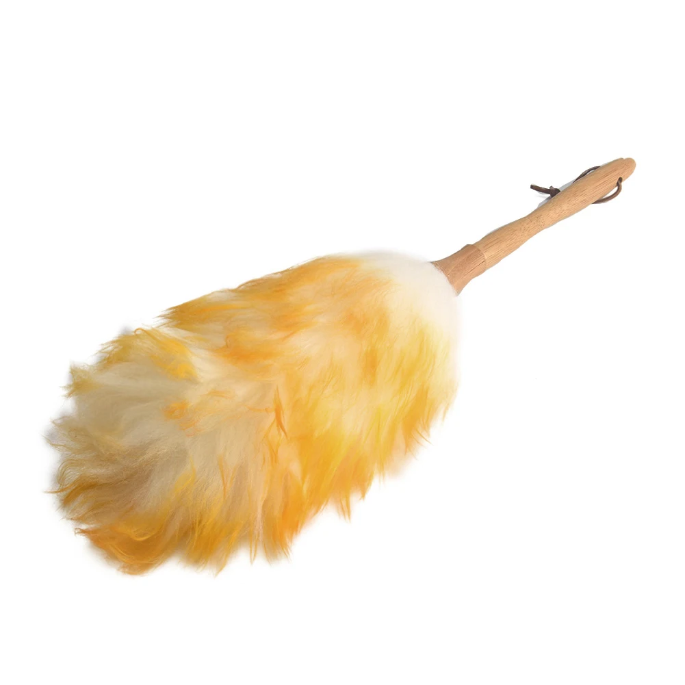 Wood Handle Dust Sweeping Home Cleaning Lambswool Duster Furniture Hanging Rope