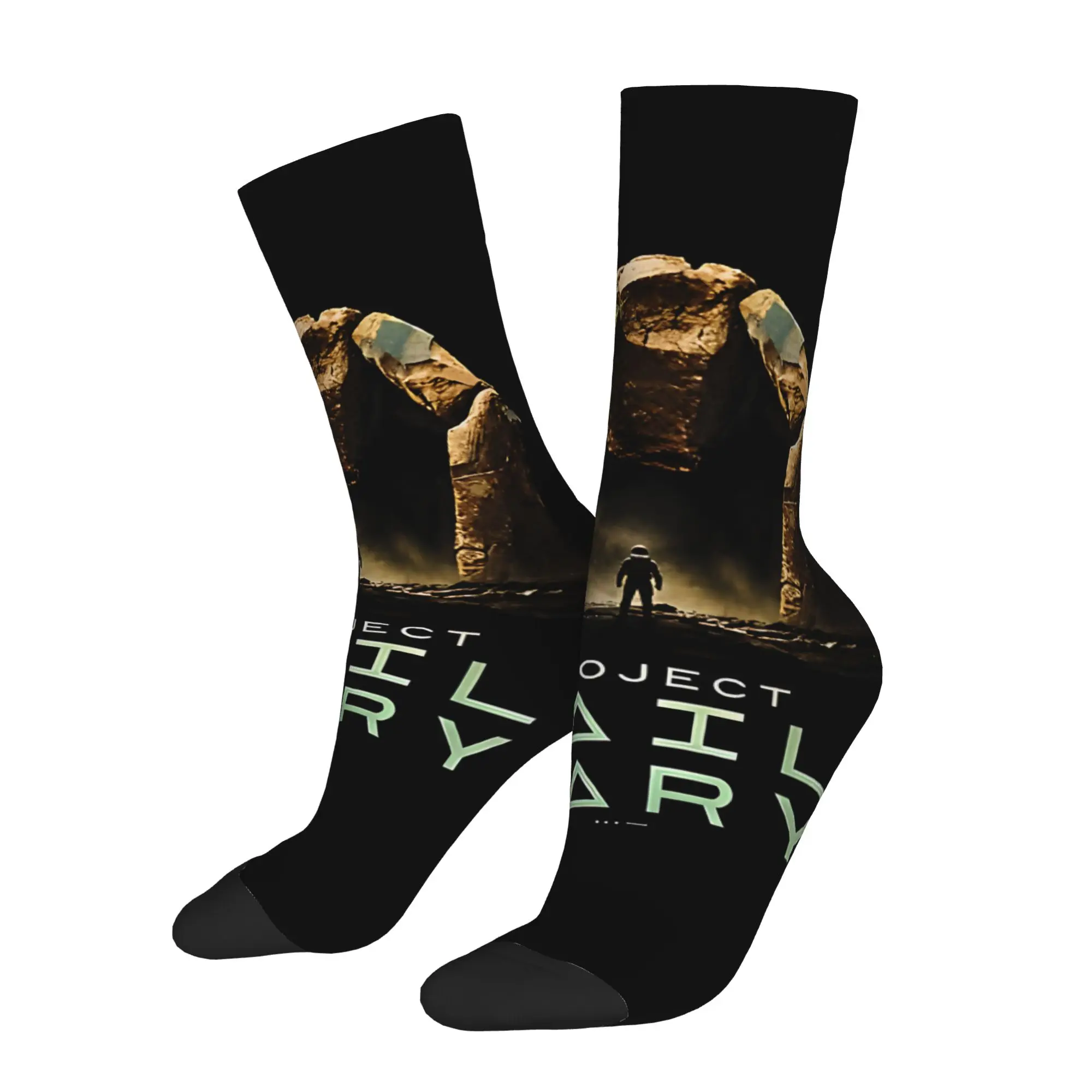 1 Pair Funny Crazy Sock for Men Fist My Bump Hip Hop Vintage Project Hailing Mary Pattern Printed Sock Casual
