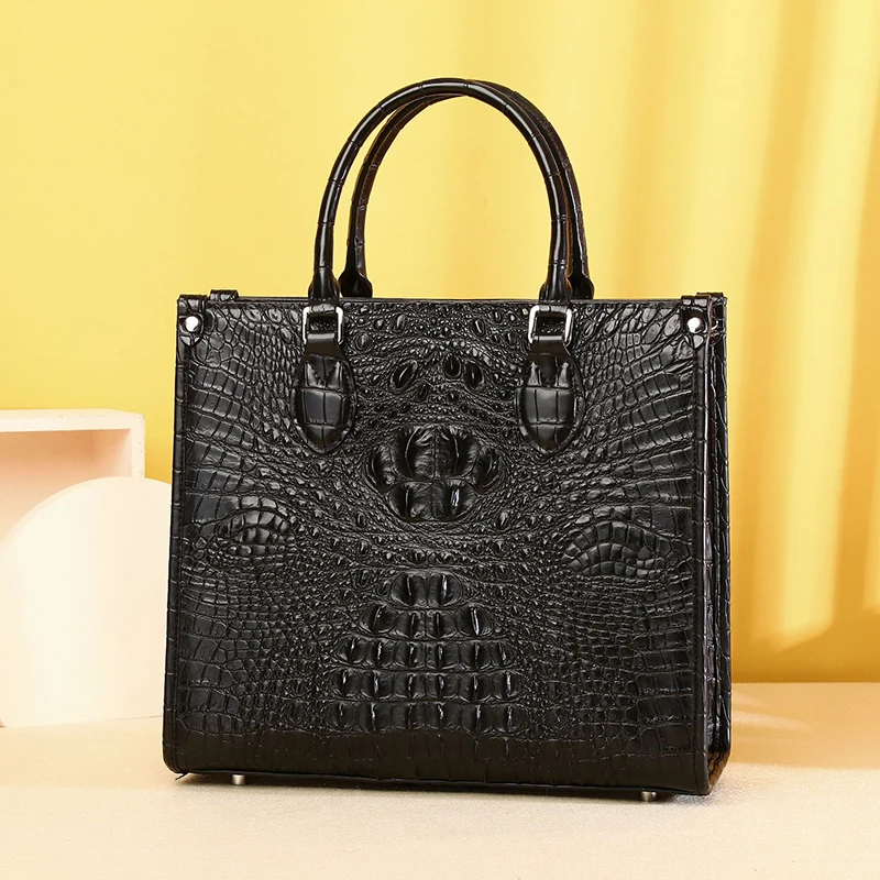 Crocodile Bone Pattern Women's New Leather Fashion Tote Bag Luxury Handbag Single Shoulder Diagonal Cross Bag Trendy