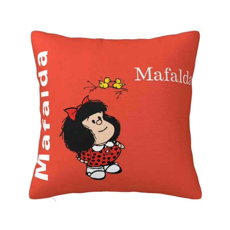 Custom Nordic Humor Mafaldas Quino Comic Cartoon Manga Cushion Cover for Sofa Velvet Pillow Case