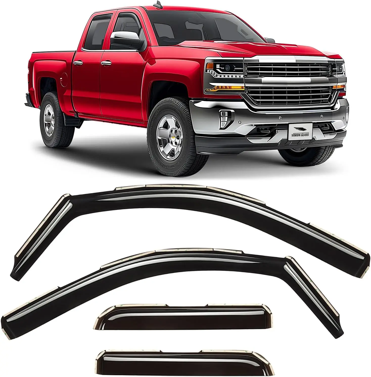 

In-Channel Rain Guards for Chevy Silverado/GMC Sierra 2014-2018 Double Cab, 4Pcs Window Deflectors