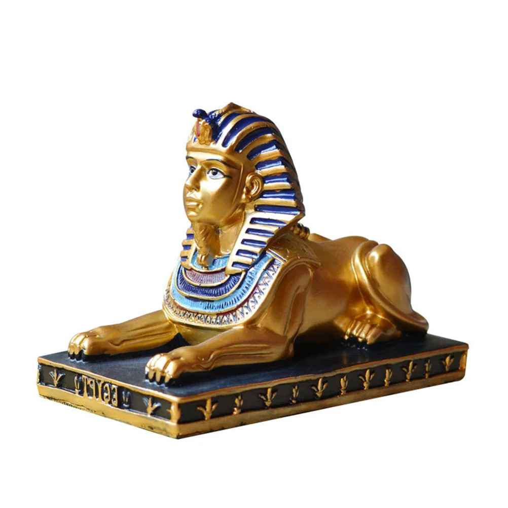 

Gold Egyptian Sphinx Statue Figurine Resin Sculpture Home Decor Desktop nament Wedding Party Decoration Miniatures Collection