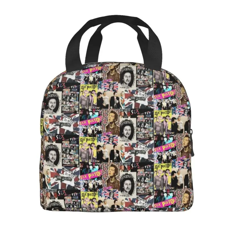 Rock Band Sex Pistols Photo Collage Resuable Lunch Boxes Leakproof Heavy Metal Cooler Thermal Food Insulated Lunch Bag Kids