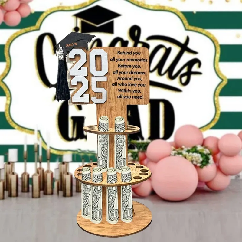 

2025 Graduation Season Commemorative Wooden Craft Money Clip - Decorative Figurine Blessing Gift for Graduation Ceremony