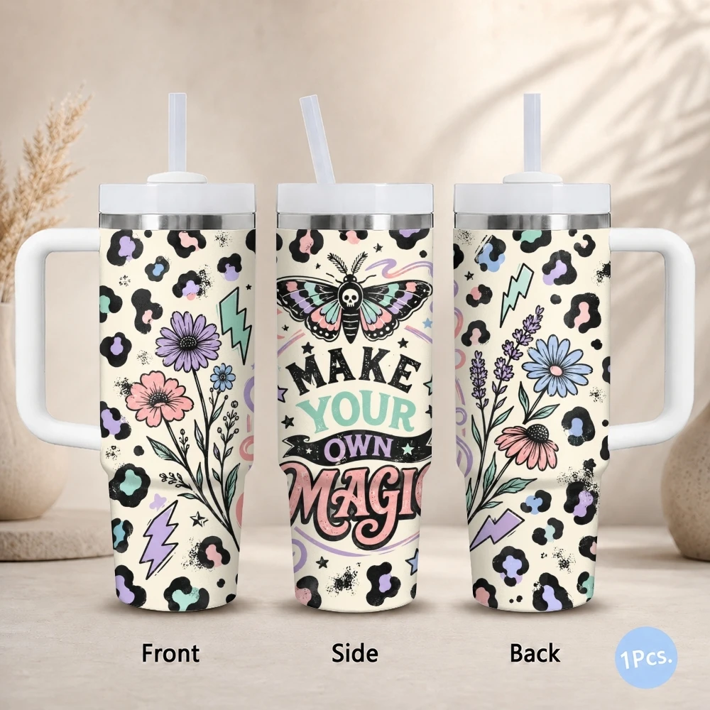 Have the Day You Deserve Vacuum Flasks 40oz Stainless Steel Insulated Tumbler with Handle & Straw Leakproof Car Mug