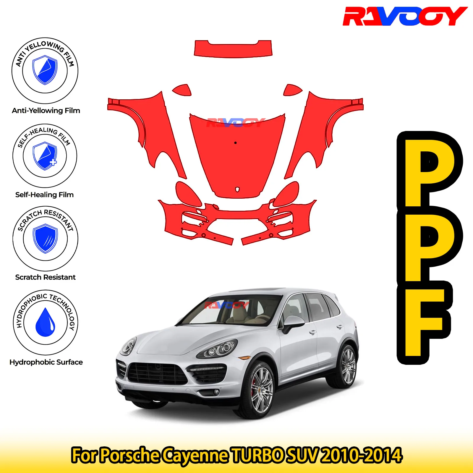 

For Porsche Cayenne TURBO SUV 2010-2014 Glossy Matte Black Precut front PPF Kit Paint Protection Film